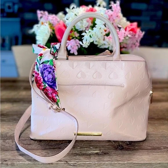 Betsey Johnson Cream Satchel with Floral Scarf - Picture 3 of 9